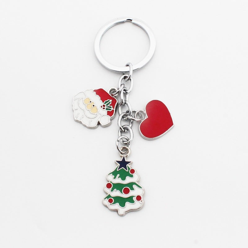 Wholesale Christmas Santa Claus Bell Snowflake Drop Oil Zinc Alloy Keychain